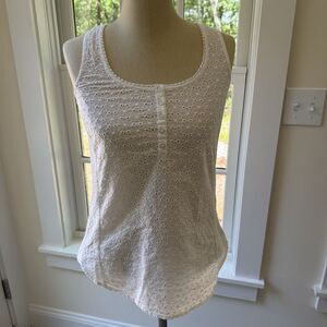 Fat Face White Eyelet Button Front Sleeveless Top Size Milkmaid US 4